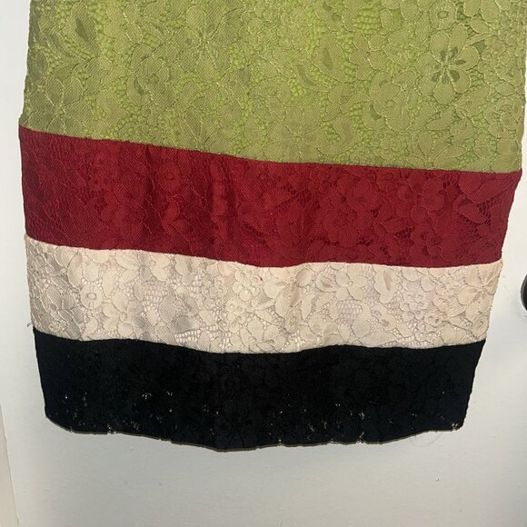 Zara Basic Green Color Block Floral Lace Retro Boho Mini Dress Jr Medium - Picture 4 of 7